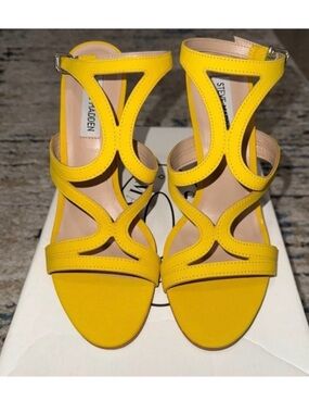 Steve Madden Bright Yellow Cutout High Heel Sandals
